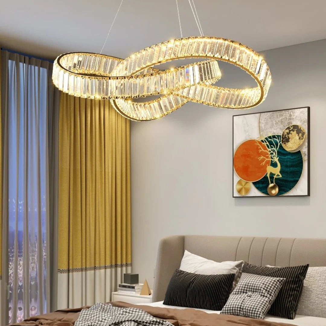Golden Ring Round Crystal Chandelier - Nuvé