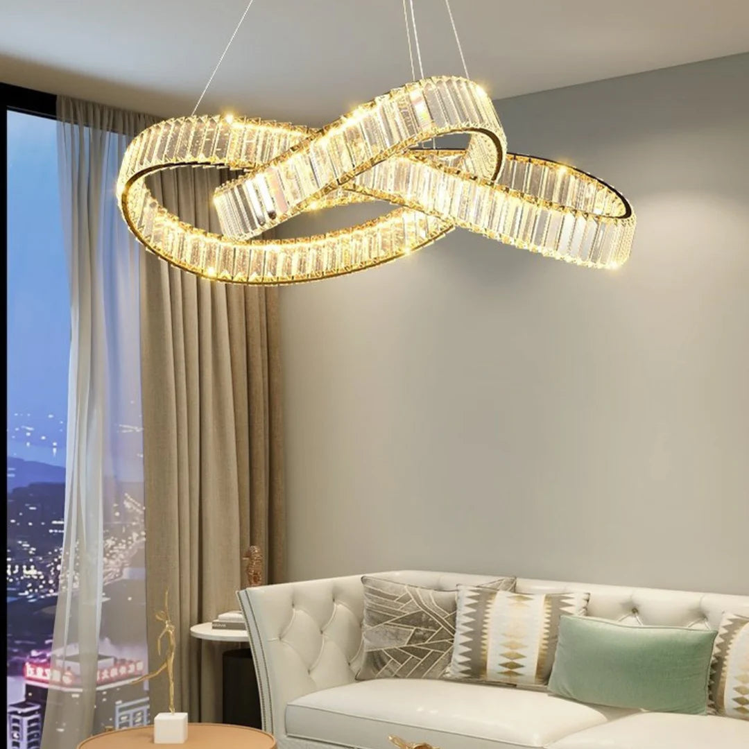 Golden Ring Round Crystal Chandelier - Nuvé