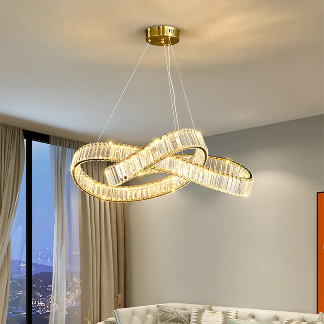 Golden Ring Round Crystal Chandelier - Nuvé