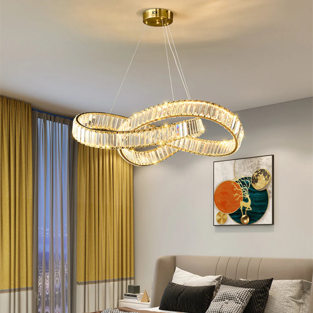 Golden Ring Round Crystal Chandelier - Nuvé