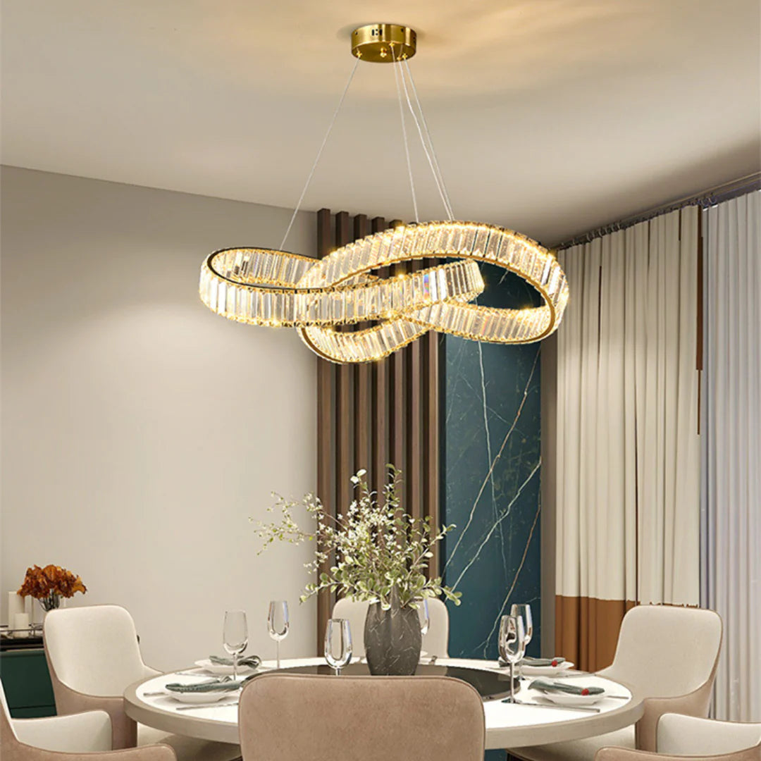 Golden Ring Round Crystal Chandelier - Nuvé