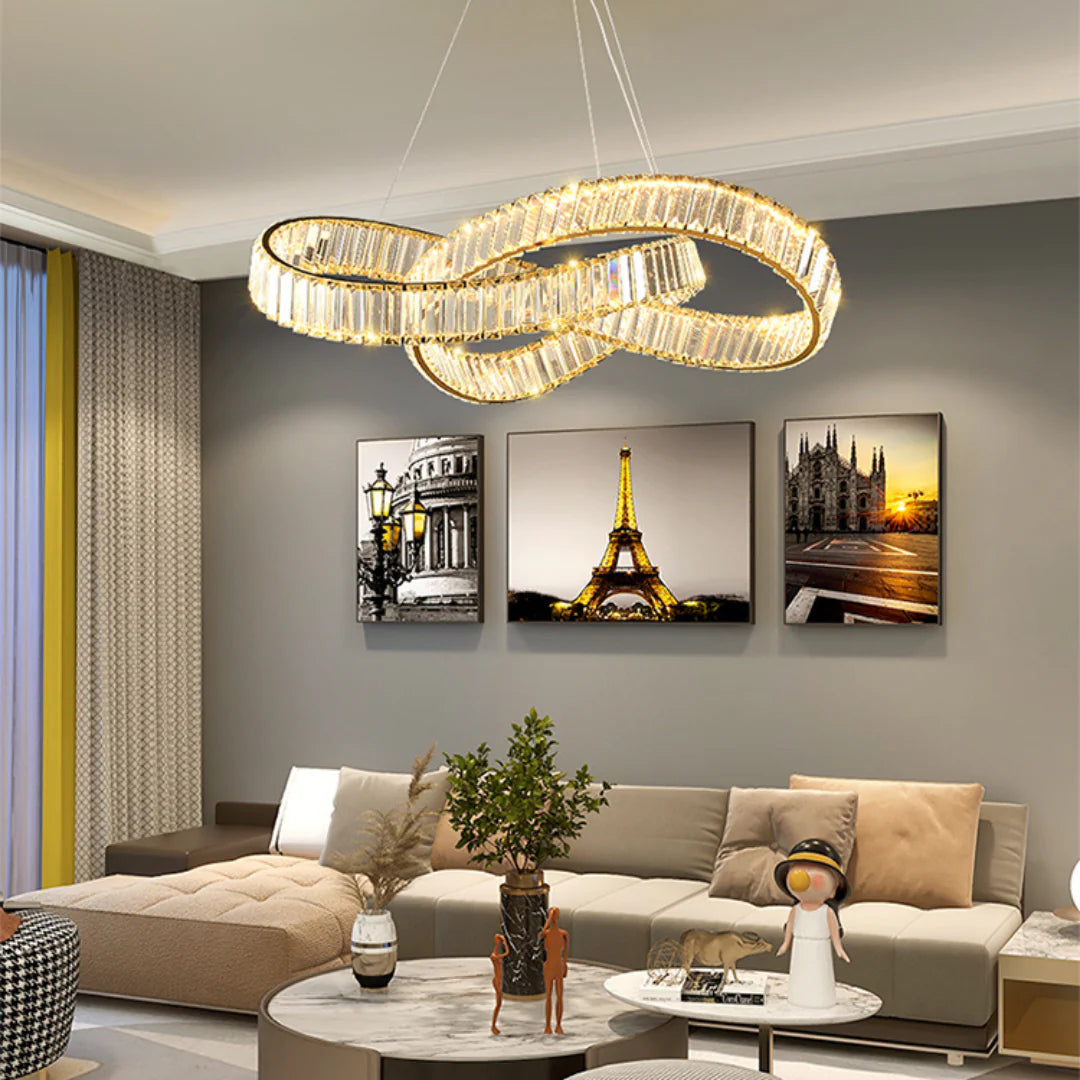 Golden Ring Round Crystal Chandelier - Nuvé