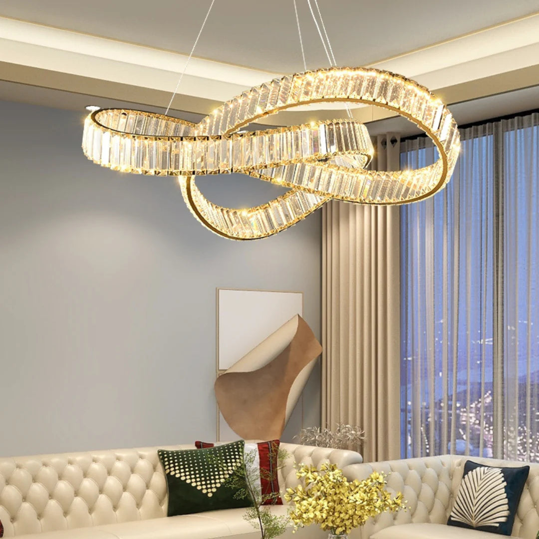 Golden Ring Round Crystal Chandelier - Nuvé