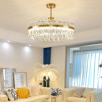 Golden Round Crystal Chandelier - Nuvé