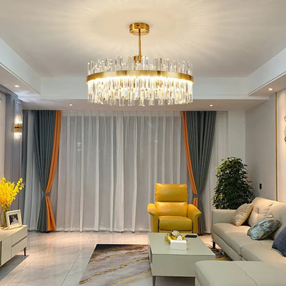 Golden Round Crystal Chandelier - Nuvé