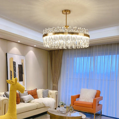 Golden Round Crystal Chandelier - Nuvé