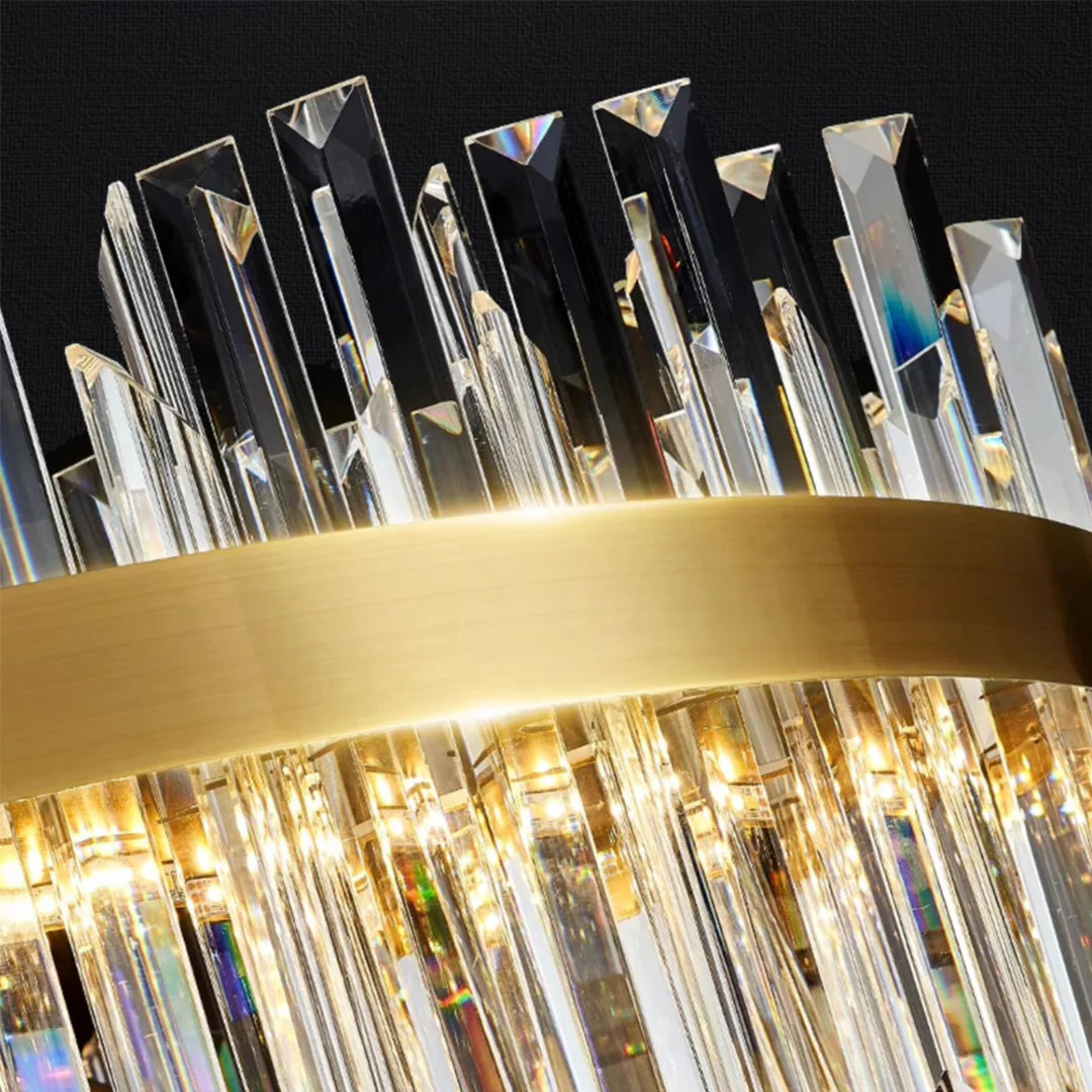 Golden Round Crystal Chandelier - Nuvé
