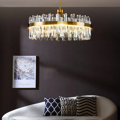 Golden Round Crystal Chandelier - Nuvé