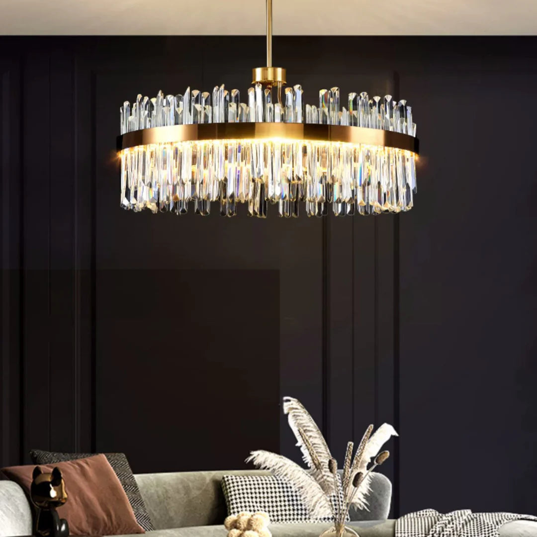 Golden Round Crystal Chandelier - Nuvé