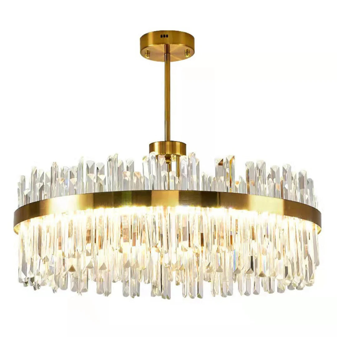 Golden Round Crystal Chandelier - Nuvé