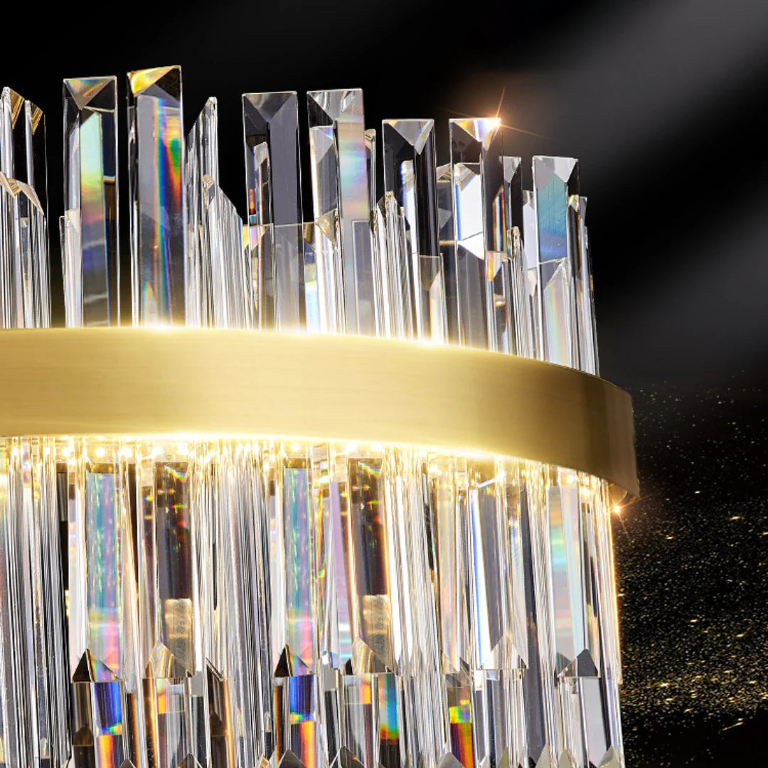 Golden Round Crystal Chandelier - Nuvé