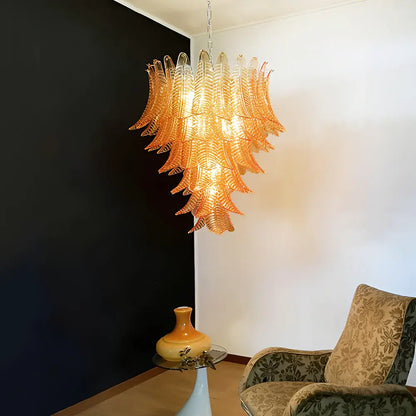 Gorgeous Murano Felci Amber Glass Chandelier - Nuvé