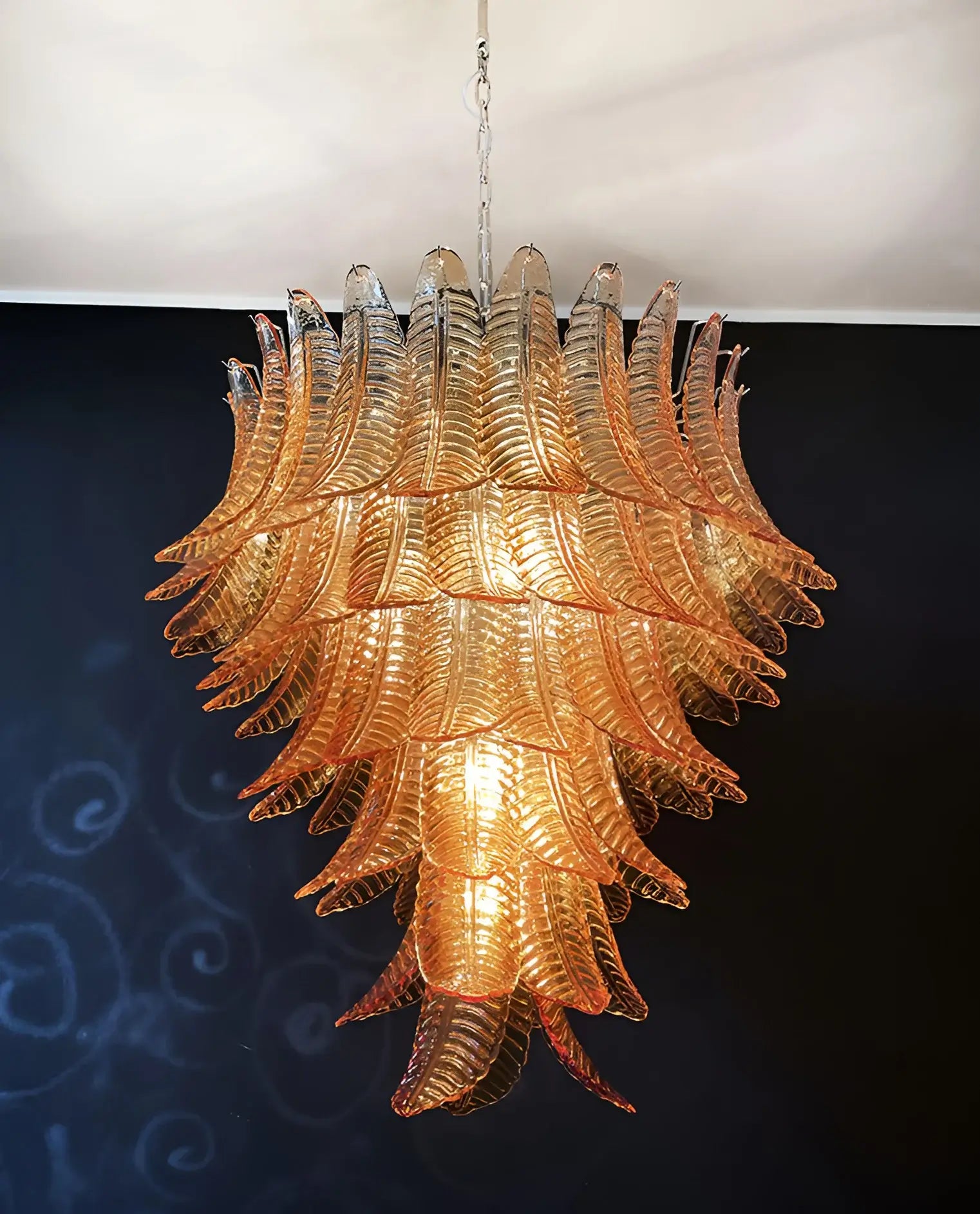 Gorgeous Murano Felci Amber Glass Chandelier - Nuvé