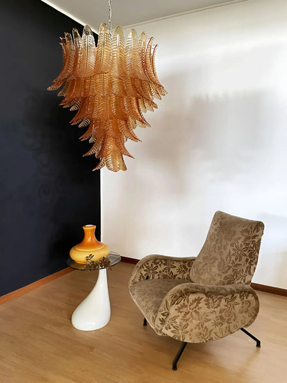 Gorgeous Murano Felci Amber Glass Chandelier - Nuvé