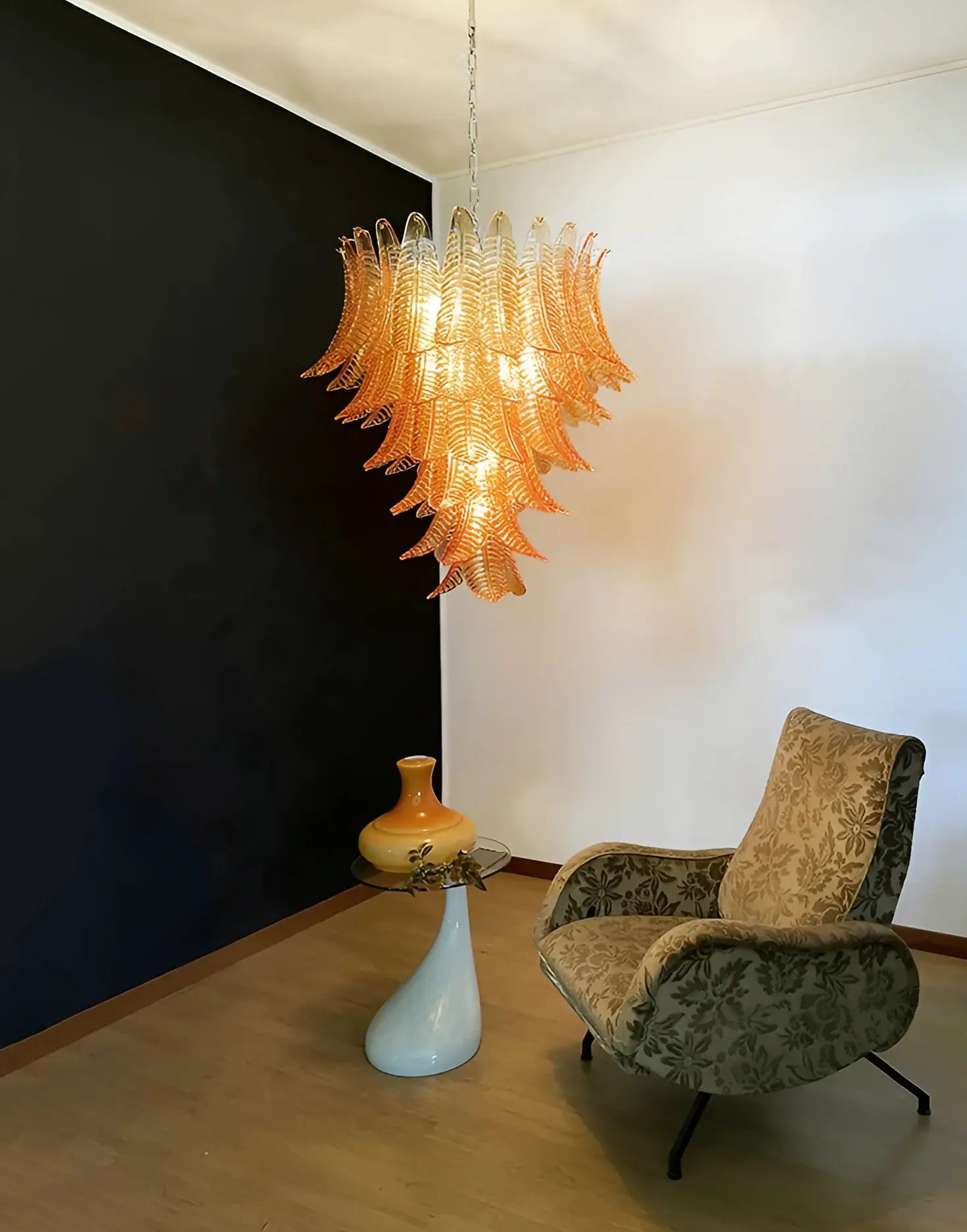 Gorgeous Murano Felci Amber Glass Chandelier - Nuvé