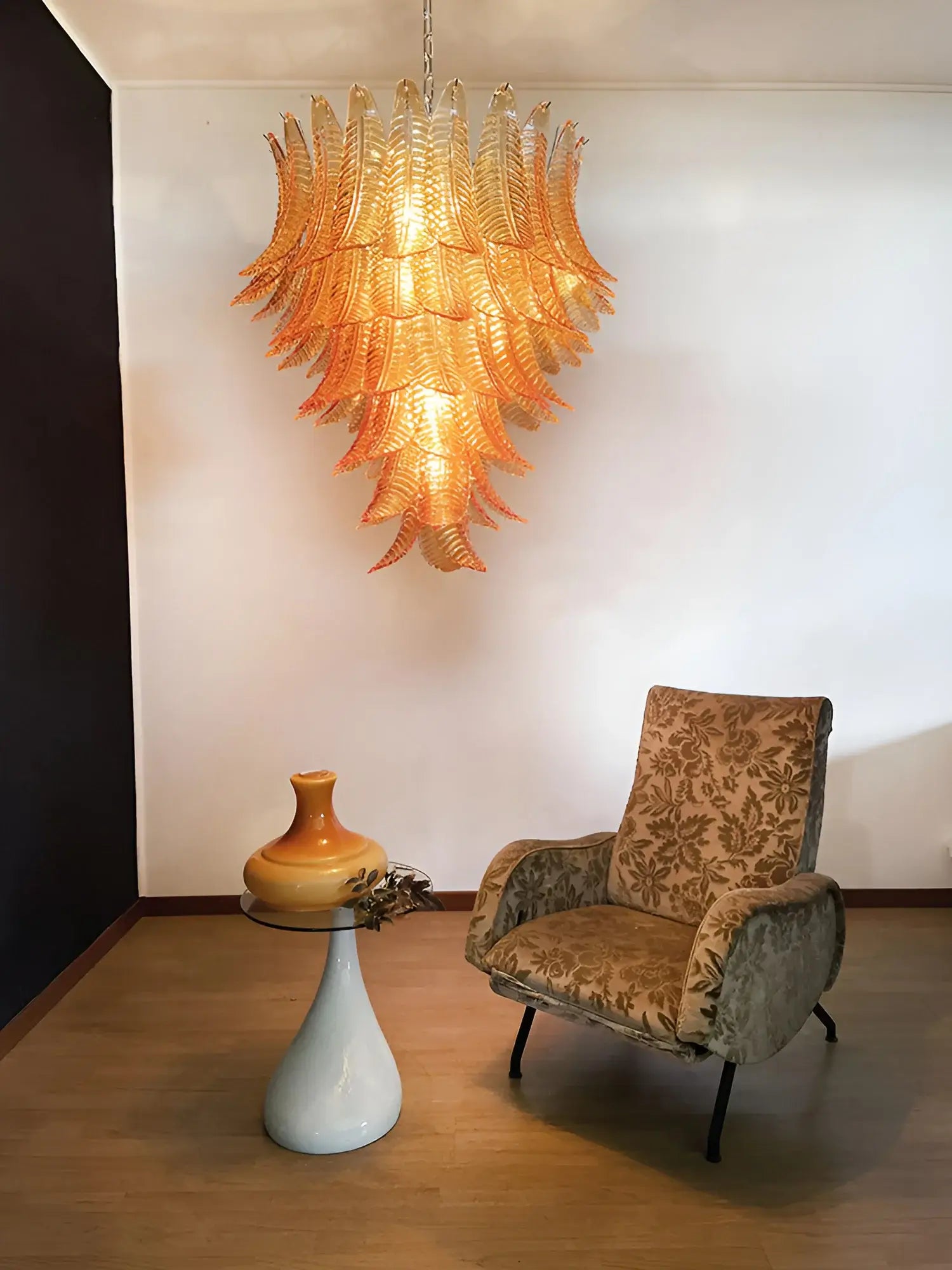 Gorgeous Murano Felci Amber Glass Chandelier - Nuvé