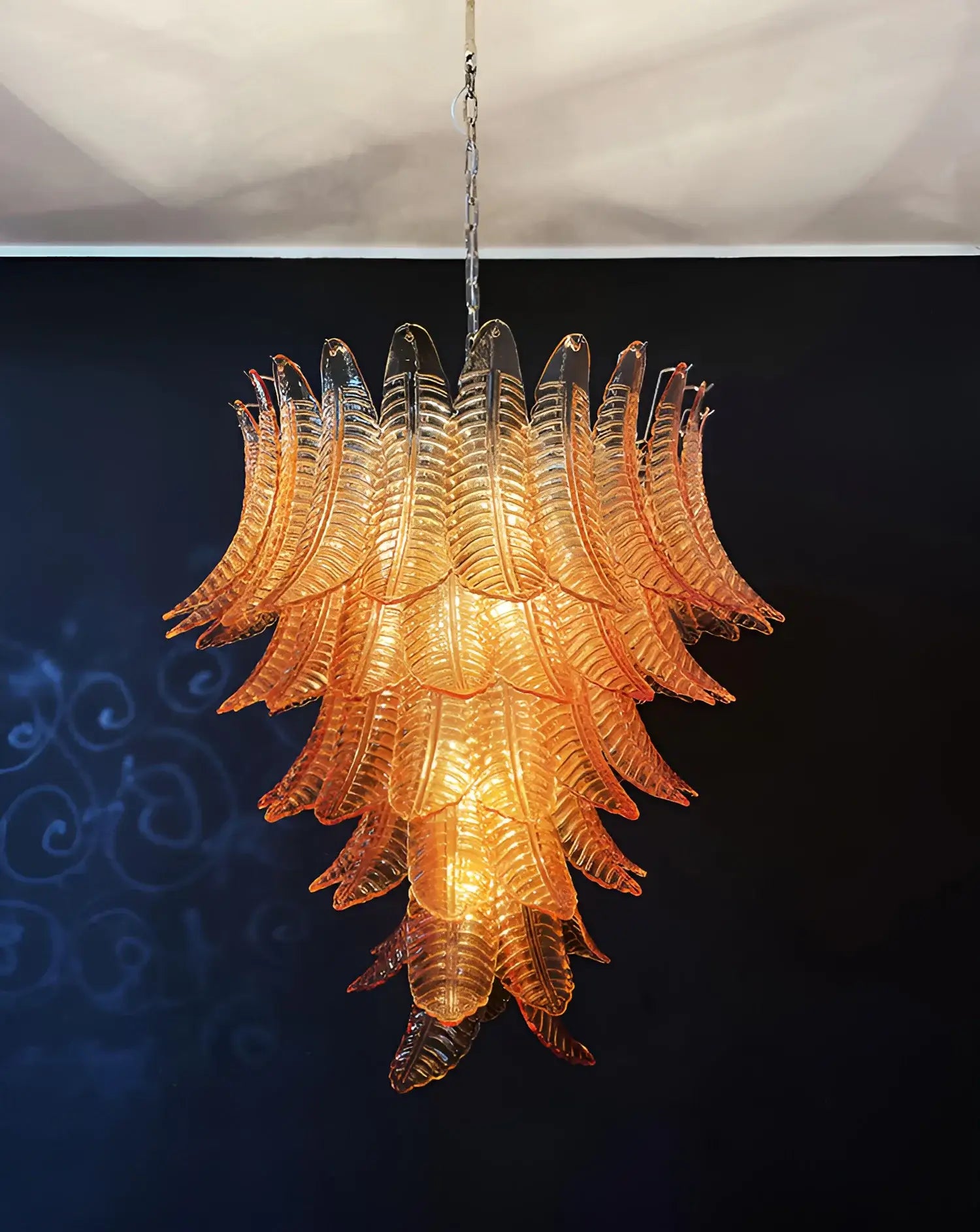 Gorgeous Murano Felci Amber Glass Chandelier - Nuvé