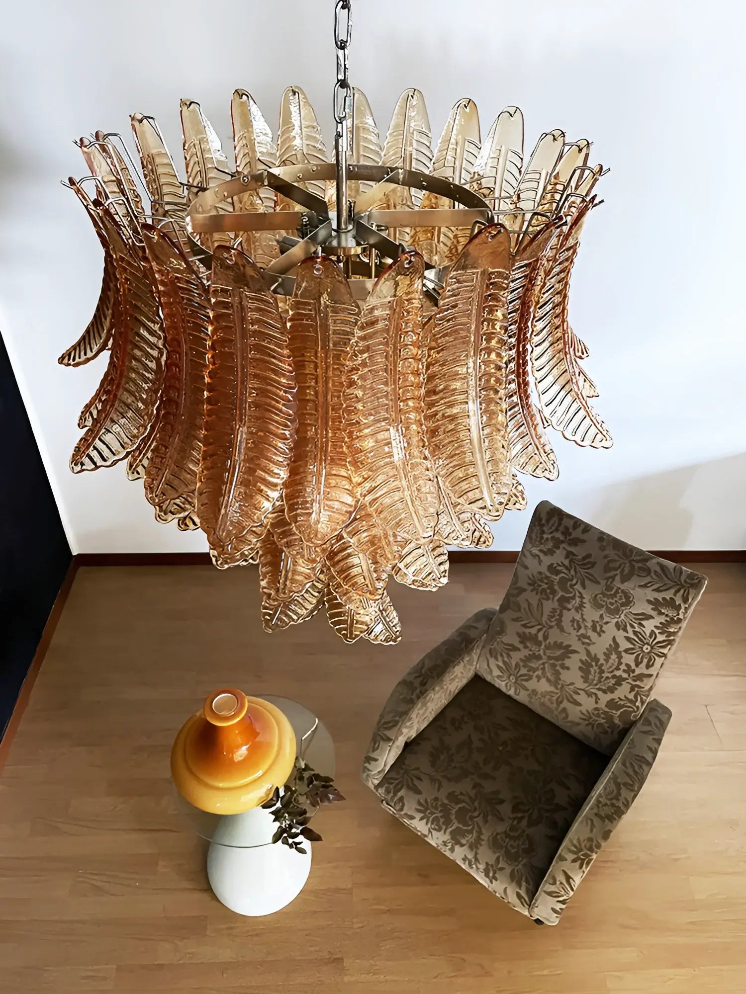 Gorgeous Murano Felci Amber Glass Chandelier - Nuvé