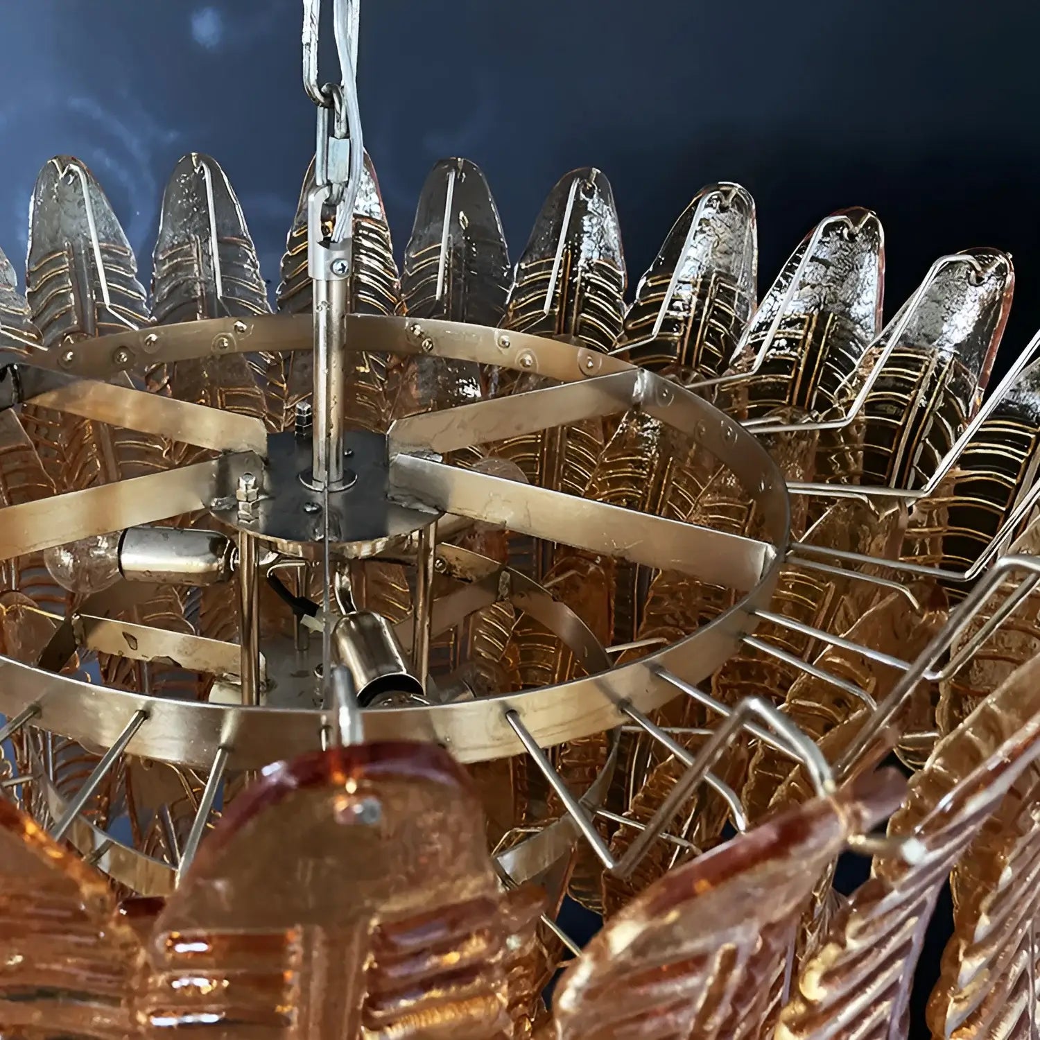 Gorgeous Murano Felci Amber Glass Chandelier - Nuvé