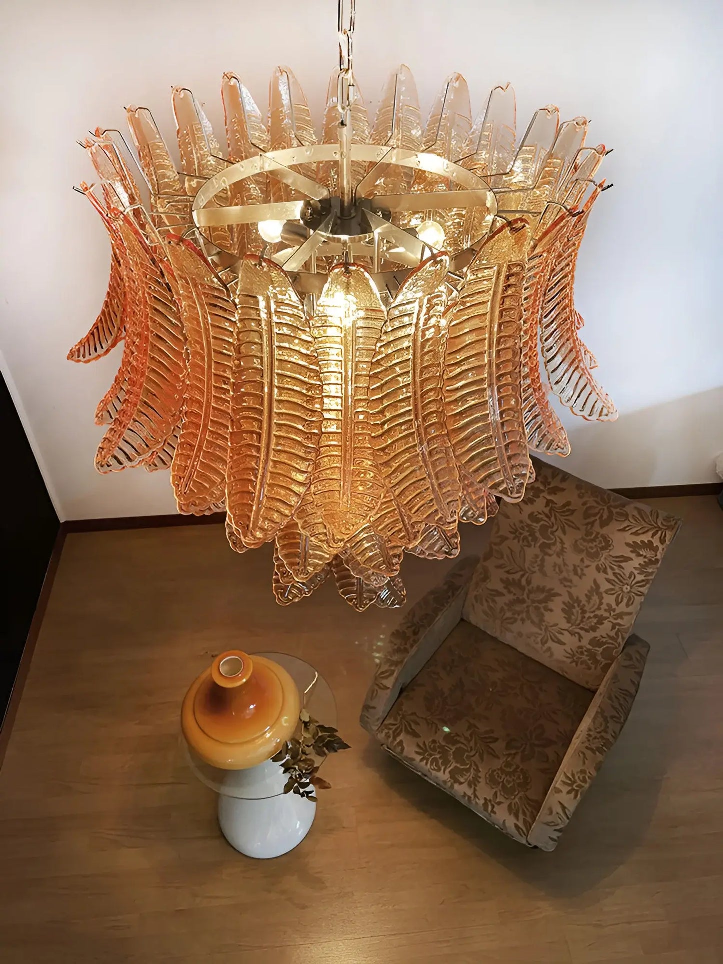 Gorgeous Murano Felci Amber Glass Chandelier - Nuvé
