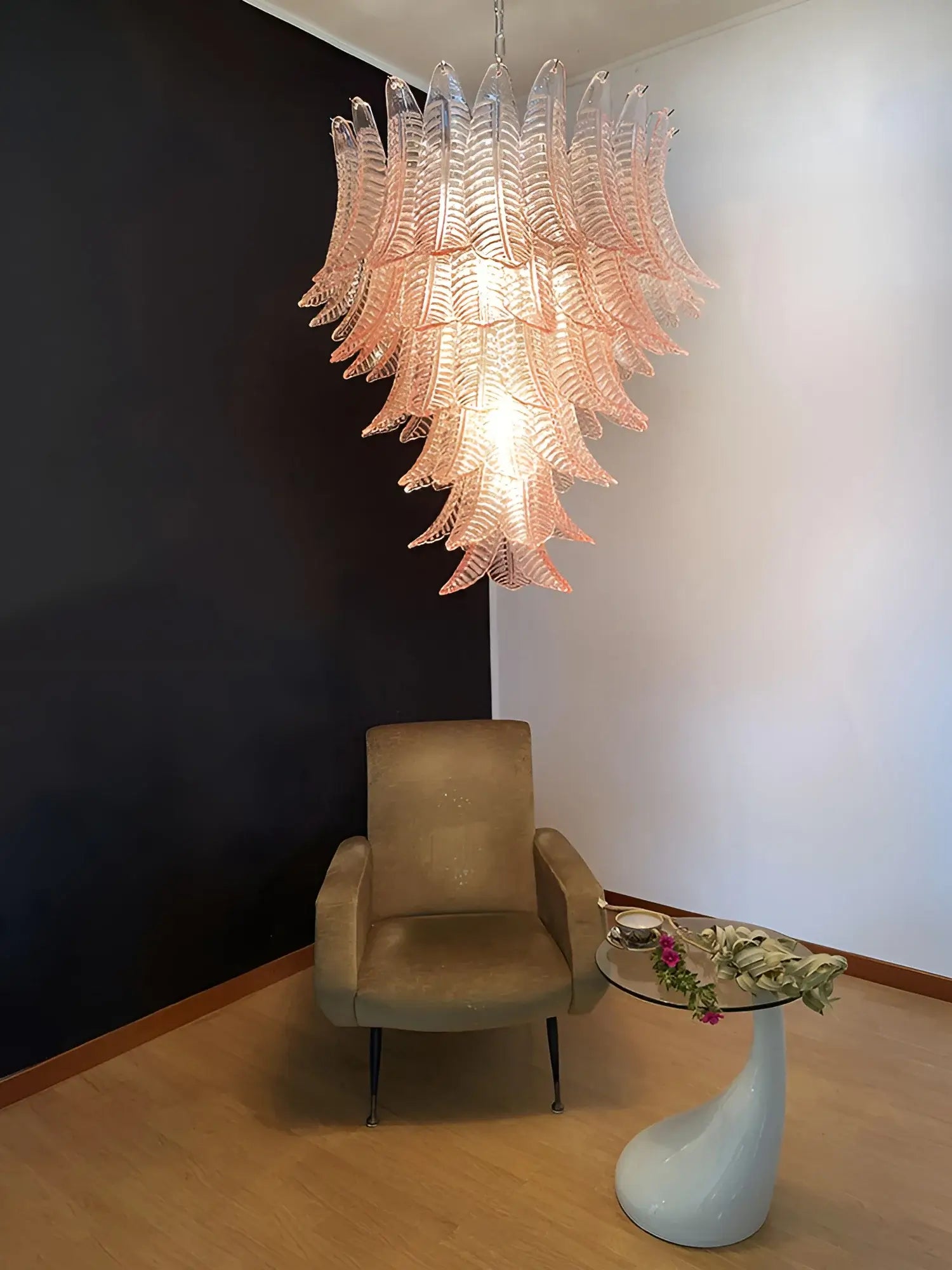Gorgeous Murano Felci Pink Glass Chandelier - Nuvé