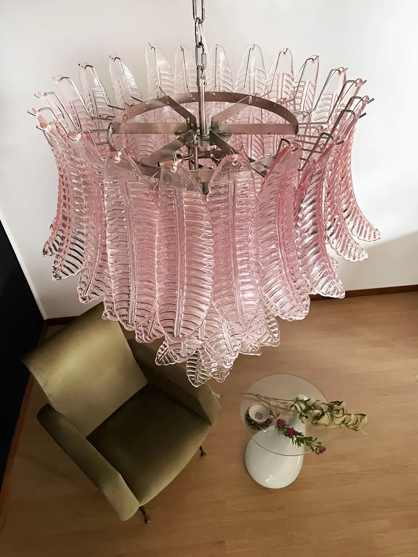 Gorgeous Murano Felci Pink Glass Chandelier - Nuvé
