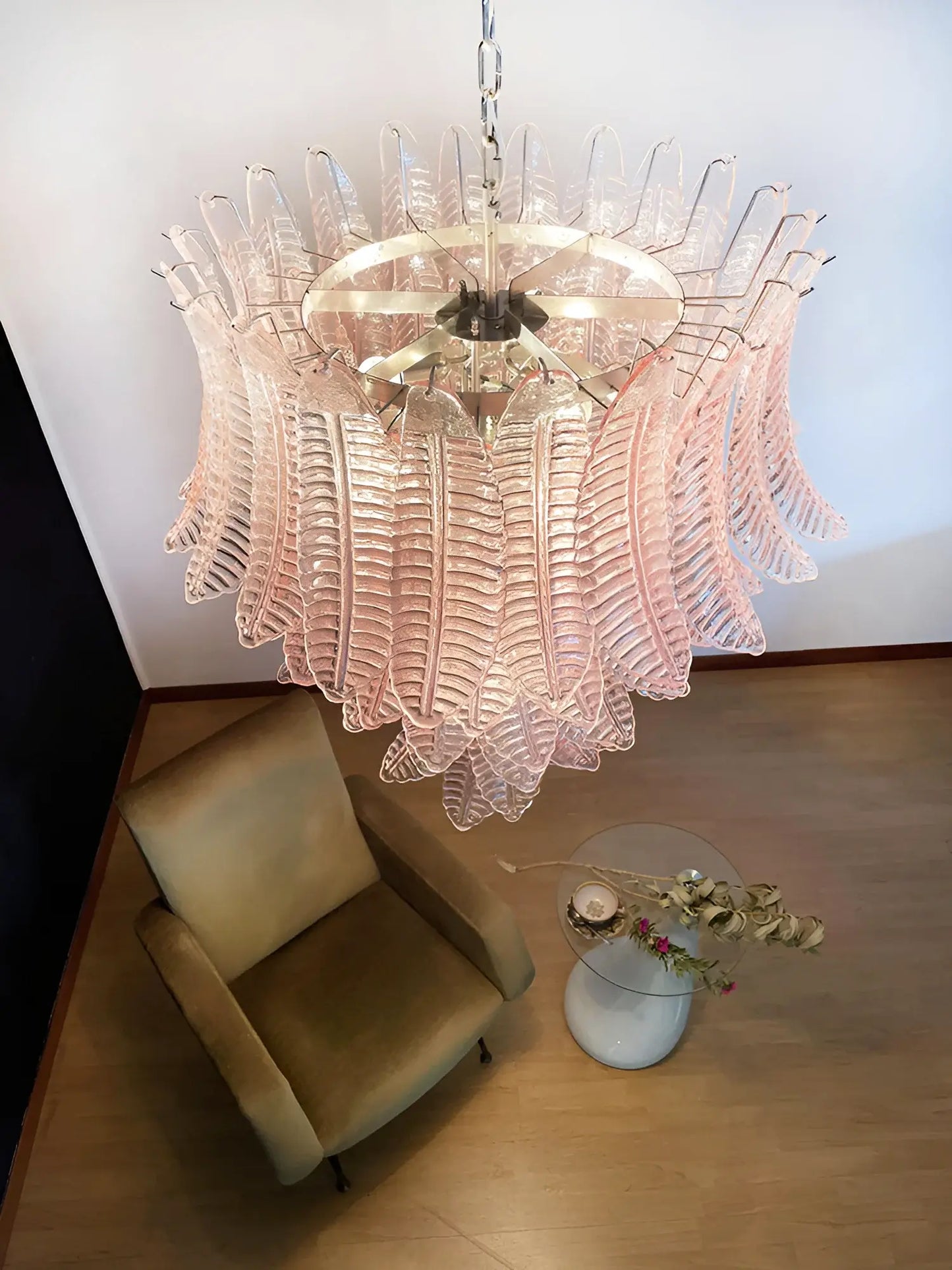 Gorgeous Murano Felci Pink Glass Chandelier - Nuvé