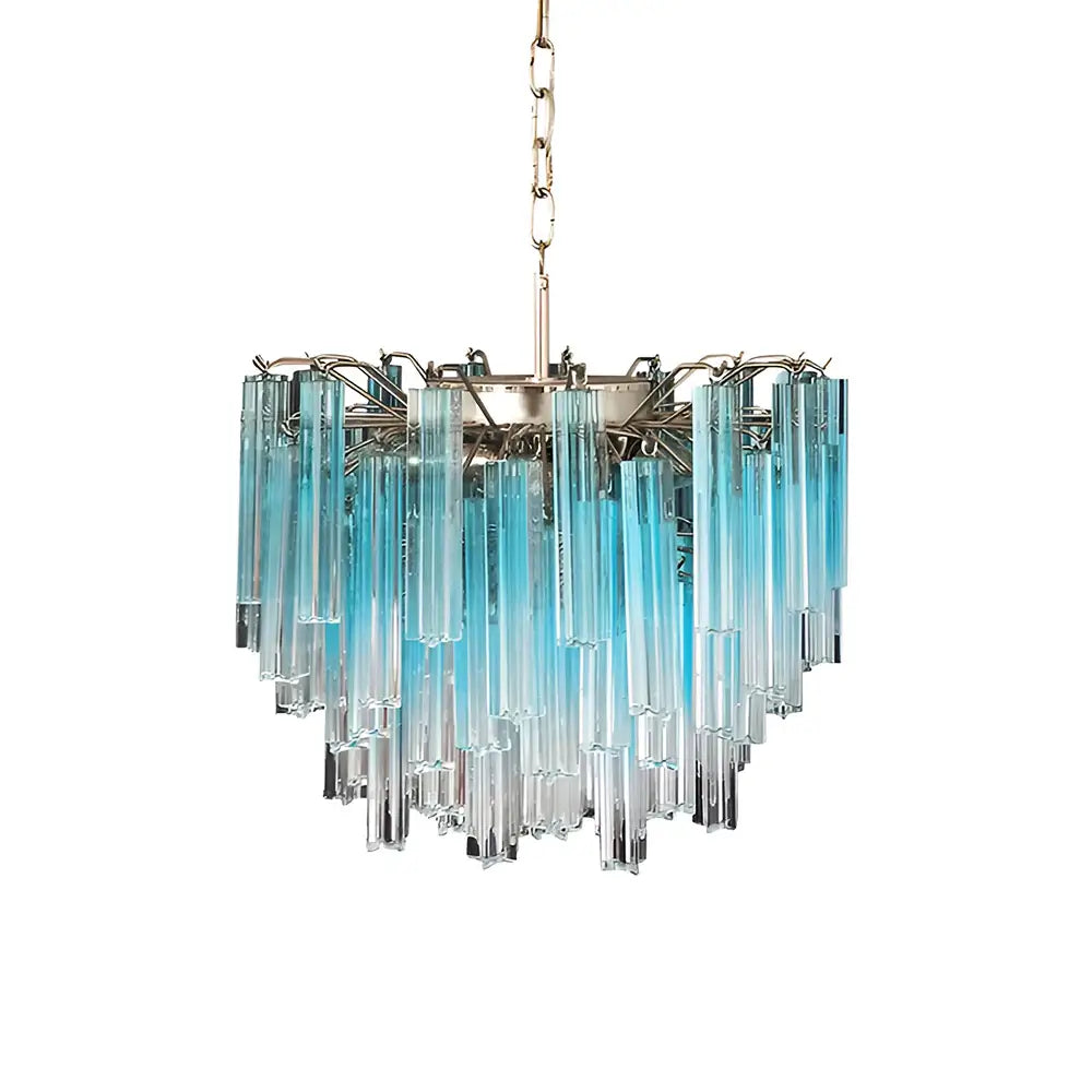 Gorgeous Murano Quadriedri Prisms Blue Chandelier - Nuvé