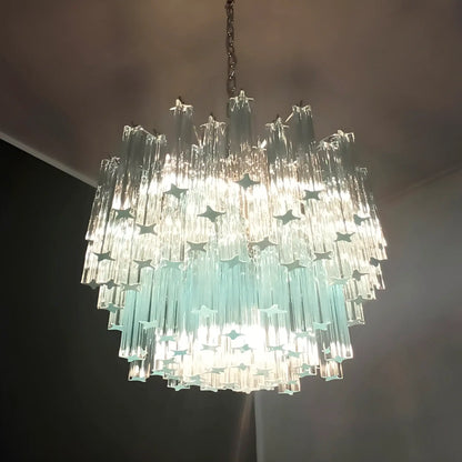 Gorgeous Murano Quadriedri Prisms Blue Chandelier - Nuvé