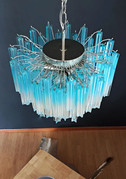 Gorgeous Murano Quadriedri Prisms Blue Chandelier - Nuvé