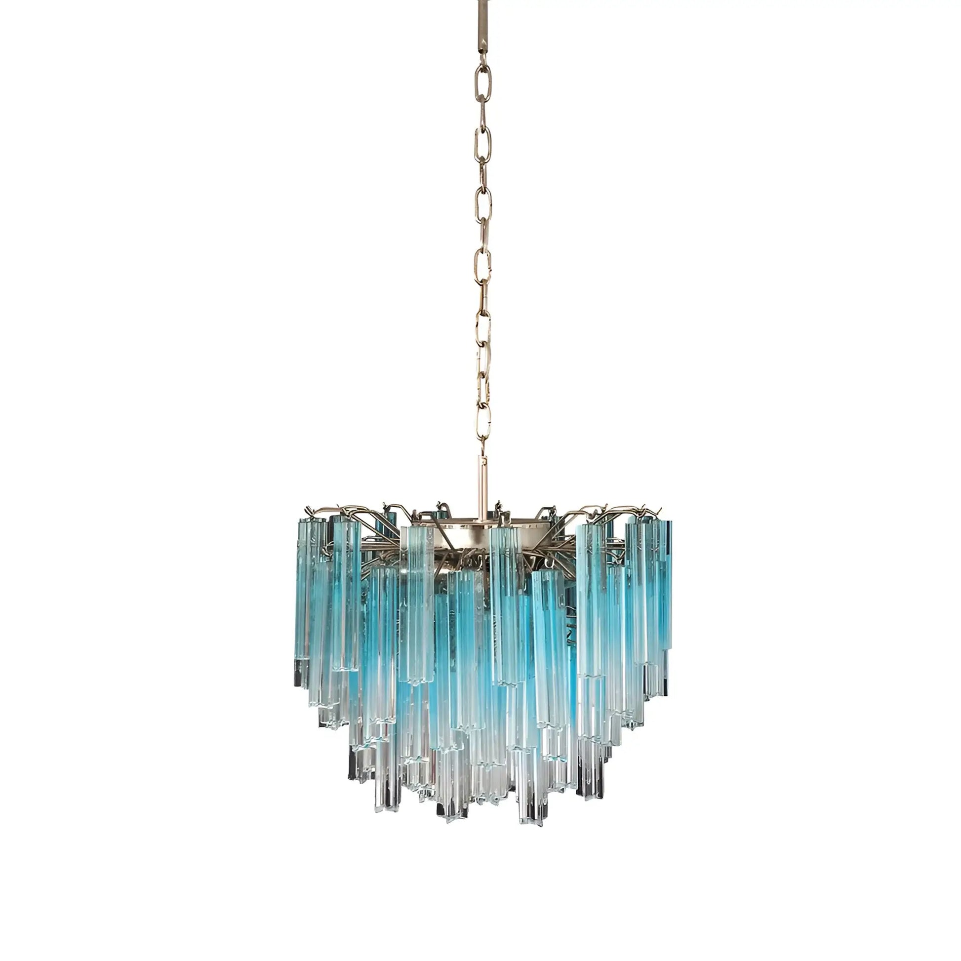 Gorgeous Murano Quadriedri Prisms Blue Chandelier - Nuvé
