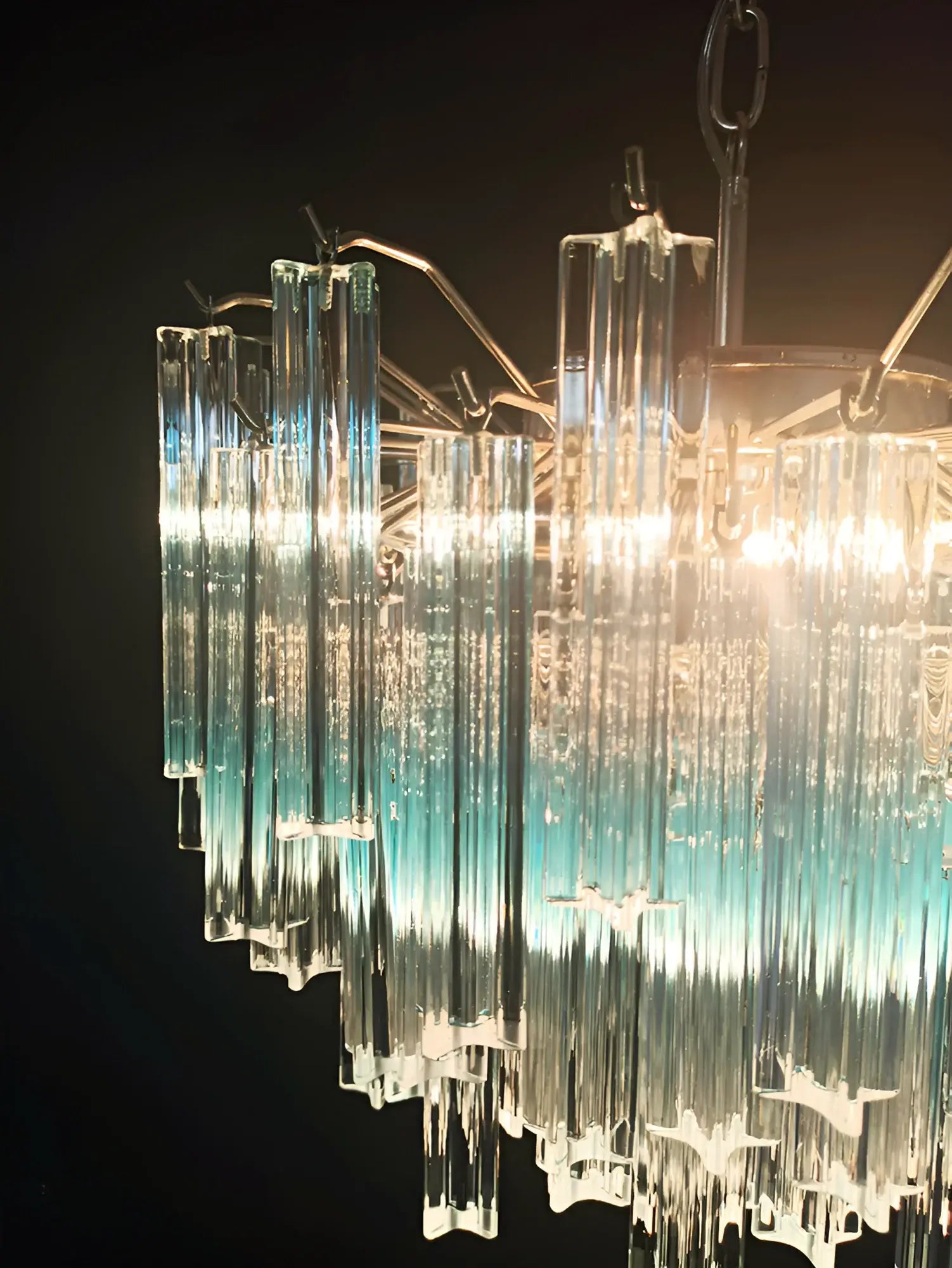 Gorgeous Murano Quadriedri Prisms Blue Chandelier - Nuvé