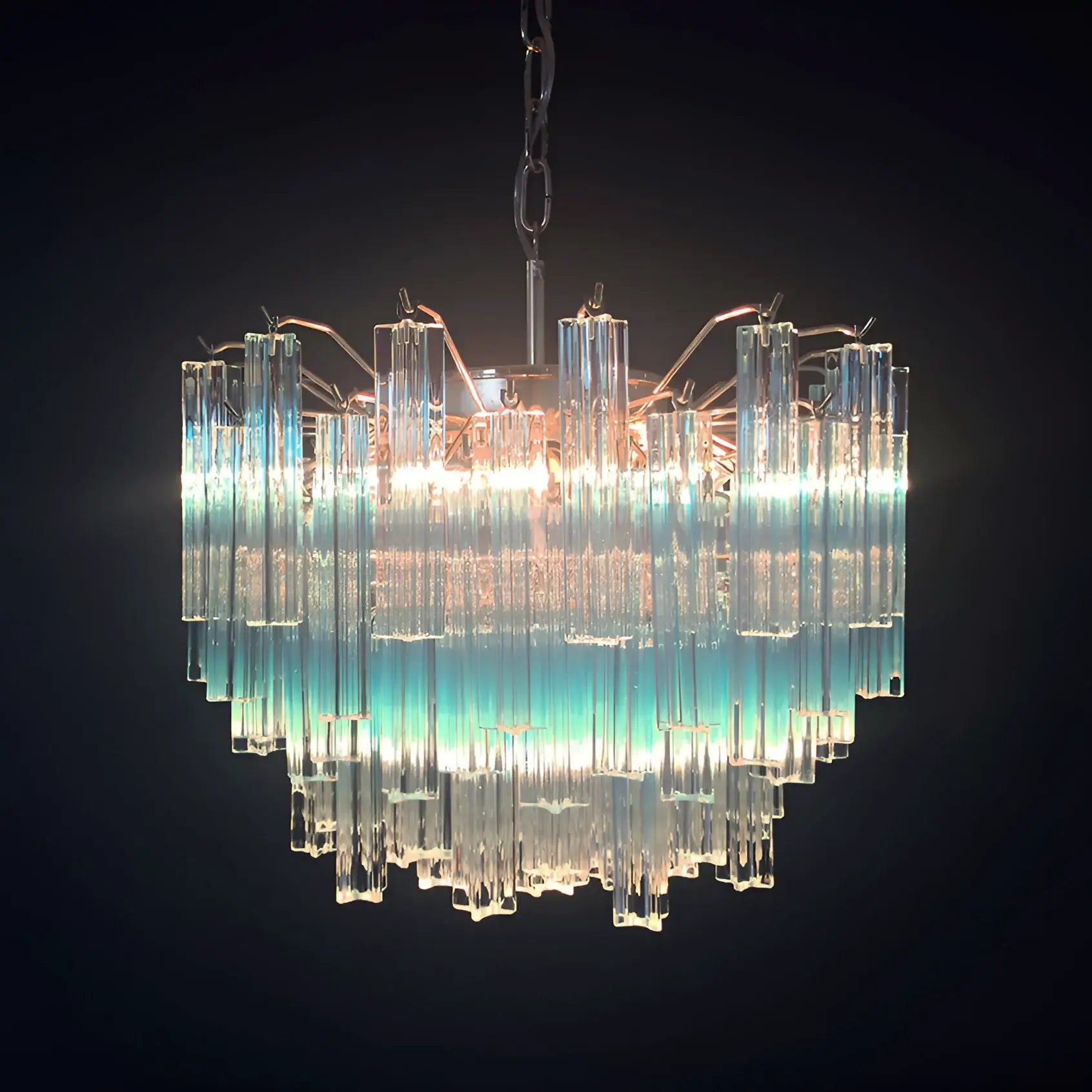 Gorgeous Murano Quadriedri Prisms Blue Chandelier - Nuvé