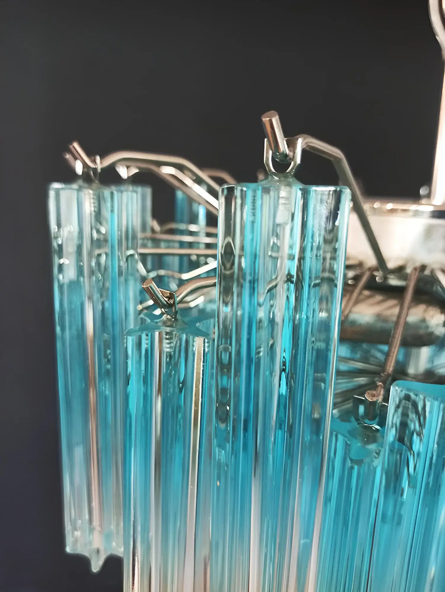 Gorgeous Murano Quadriedri Prisms Blue Chandelier - Nuvé