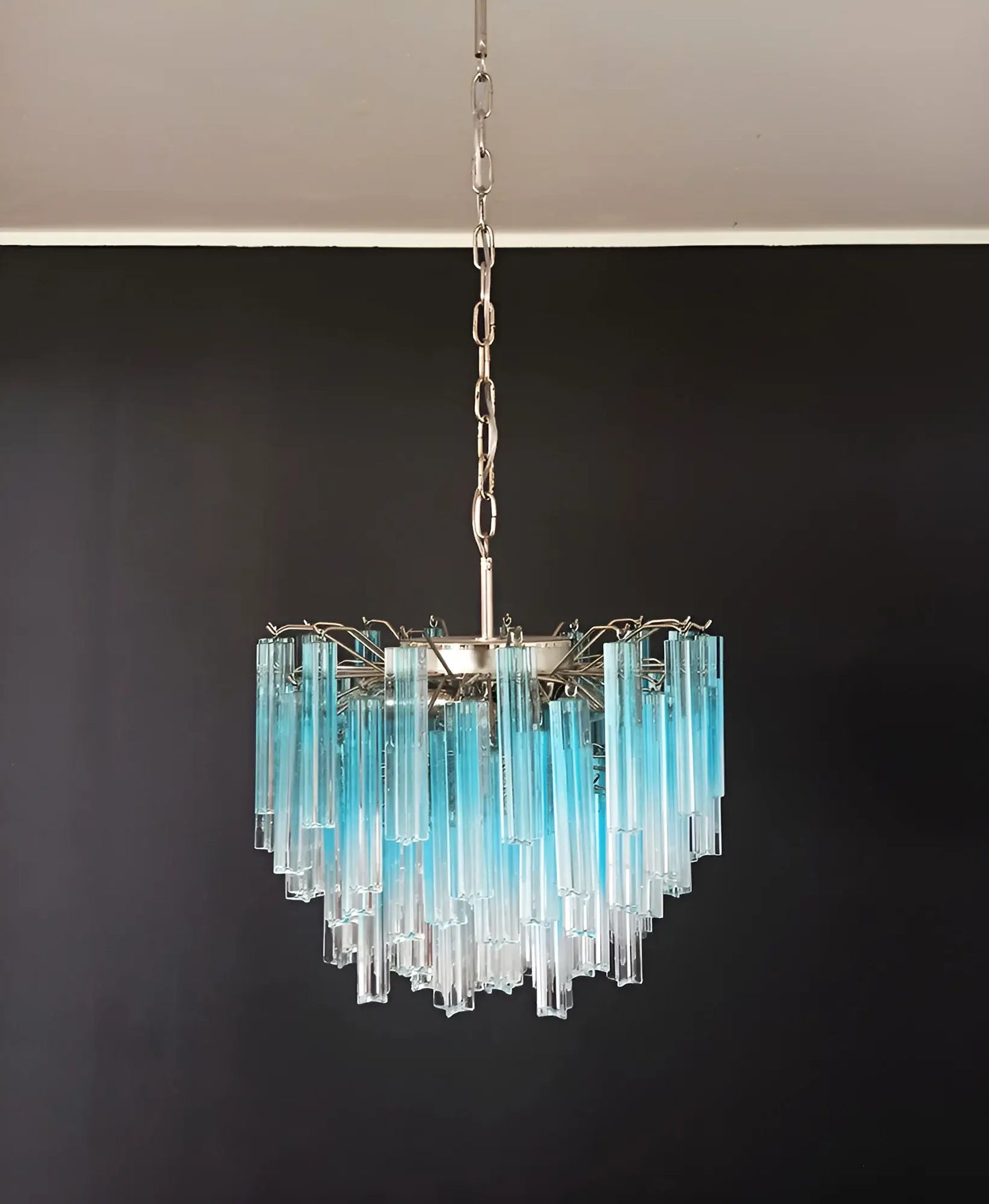 Gorgeous Murano Quadriedri Prisms Blue Chandelier - Nuvé
