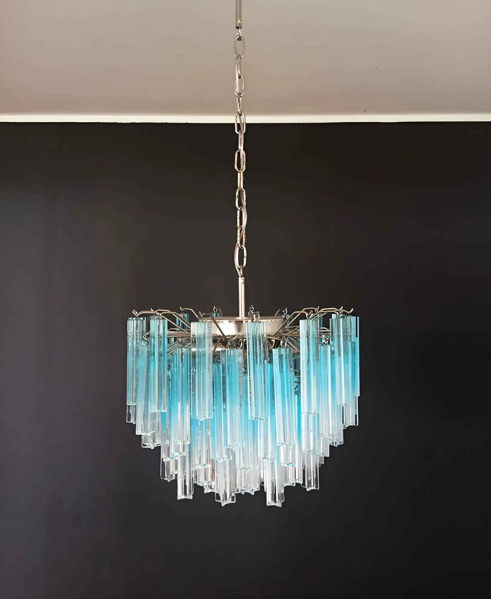 Gorgeous Murano Quadriedri Prisms Blue Chandelier - Nuvé