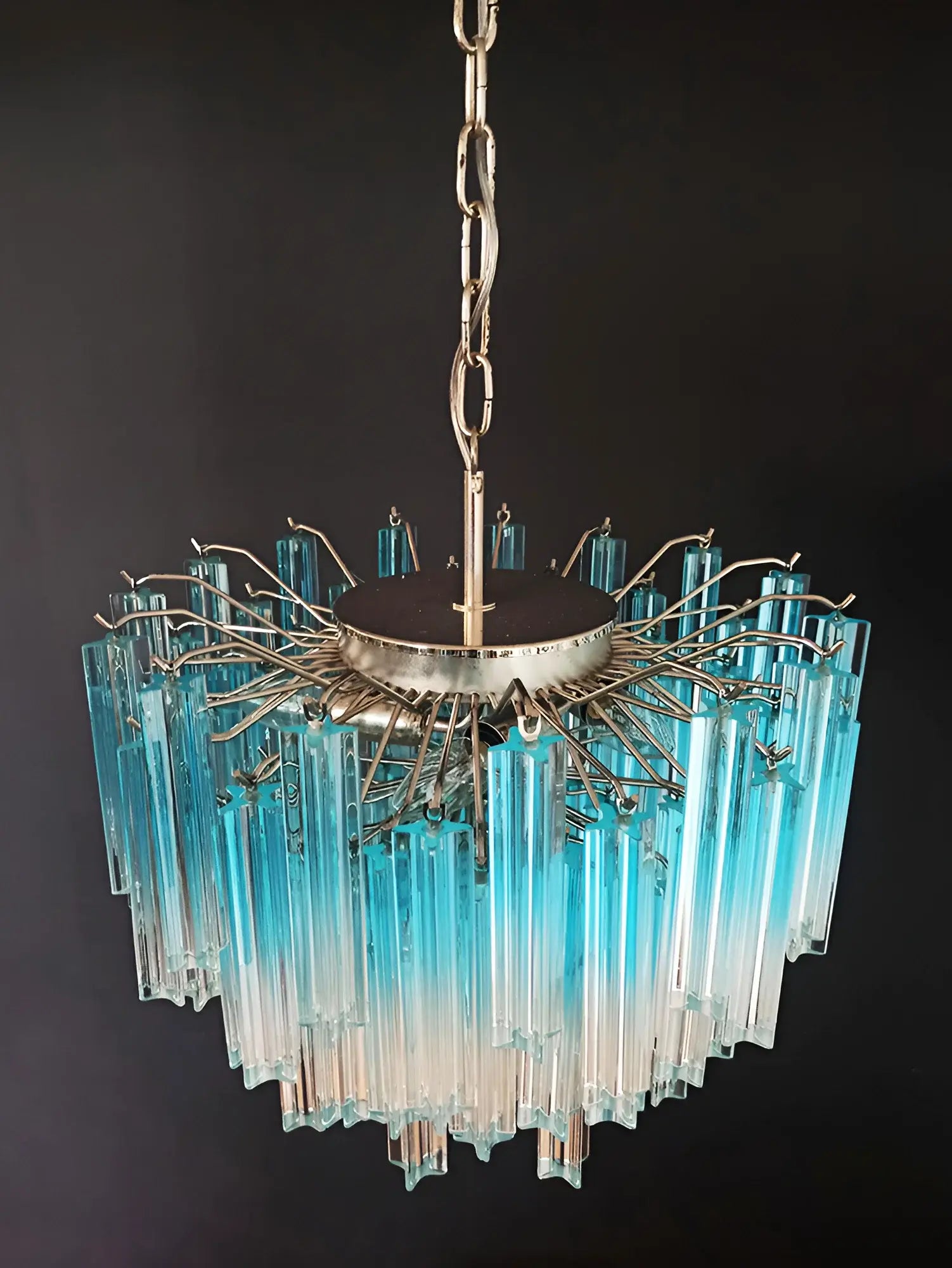 Gorgeous Murano Quadriedri Prisms Blue Chandelier - Nuvé