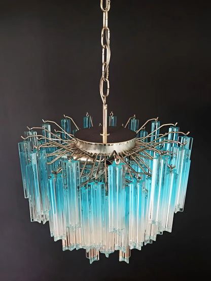 Gorgeous Murano Quadriedri Prisms Blue Chandelier - Nuvé