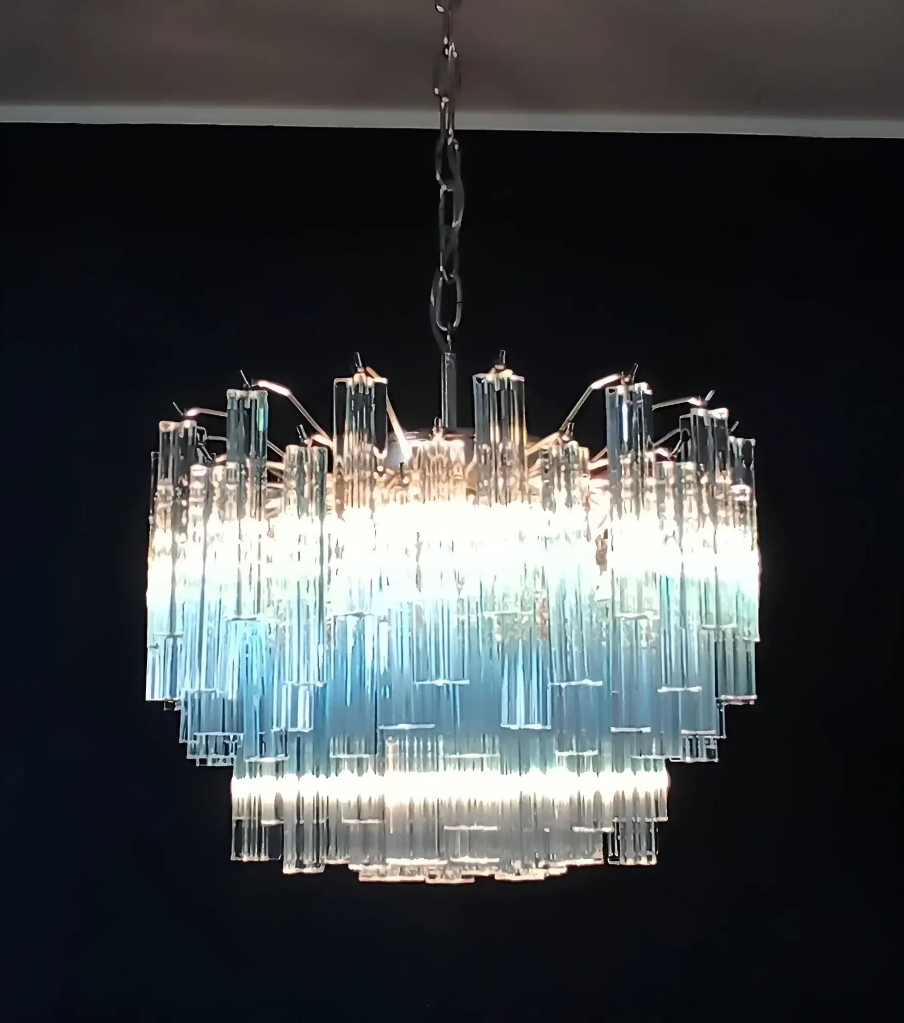 Gorgeous Murano Quadriedri Prisms Blue Chandelier - Nuvé