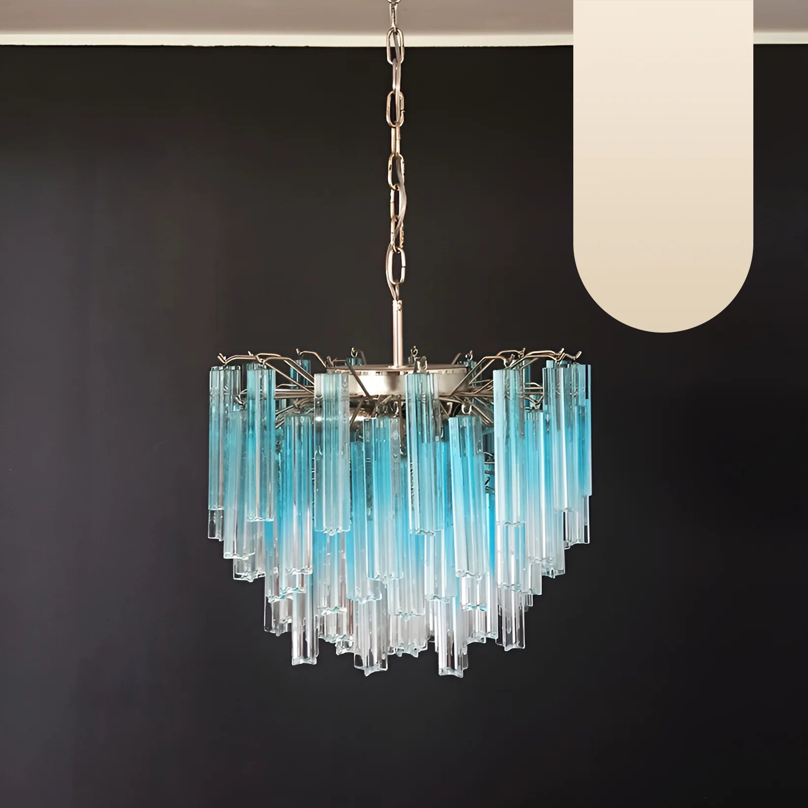 Gorgeous Murano Quadriedri Prisms Blue Chandelier - Nuvé