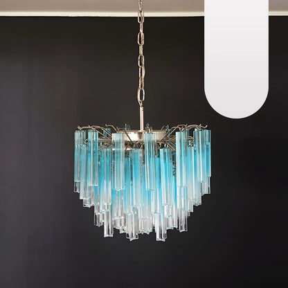 Gorgeous Murano Quadriedri Prisms Blue Chandelier - Nuvé