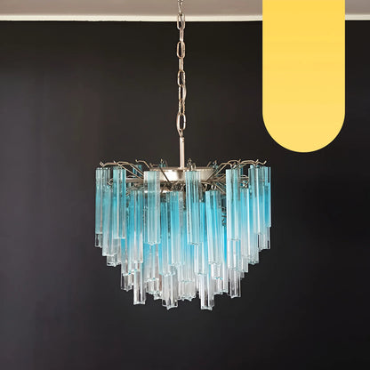 Gorgeous Murano Quadriedri Prisms Blue Chandelier - Nuvé