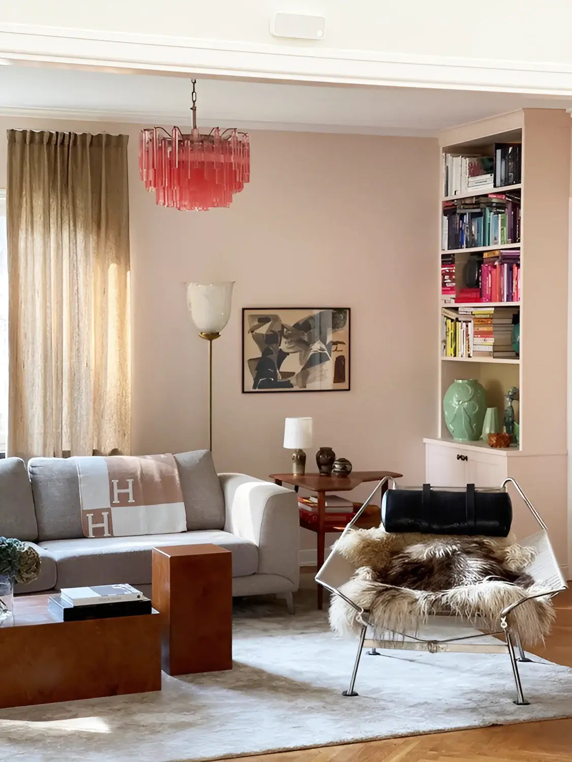 Gorgeous Murano Quadriedri Prisms Pink Chandelier - Nuvé