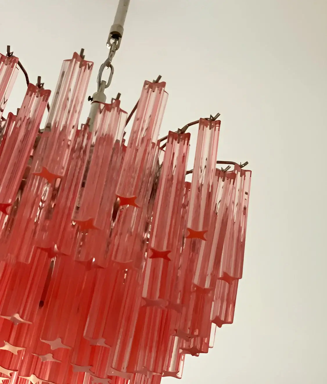 Gorgeous Murano Quadriedri Prisms Pink Chandelier - Nuvé