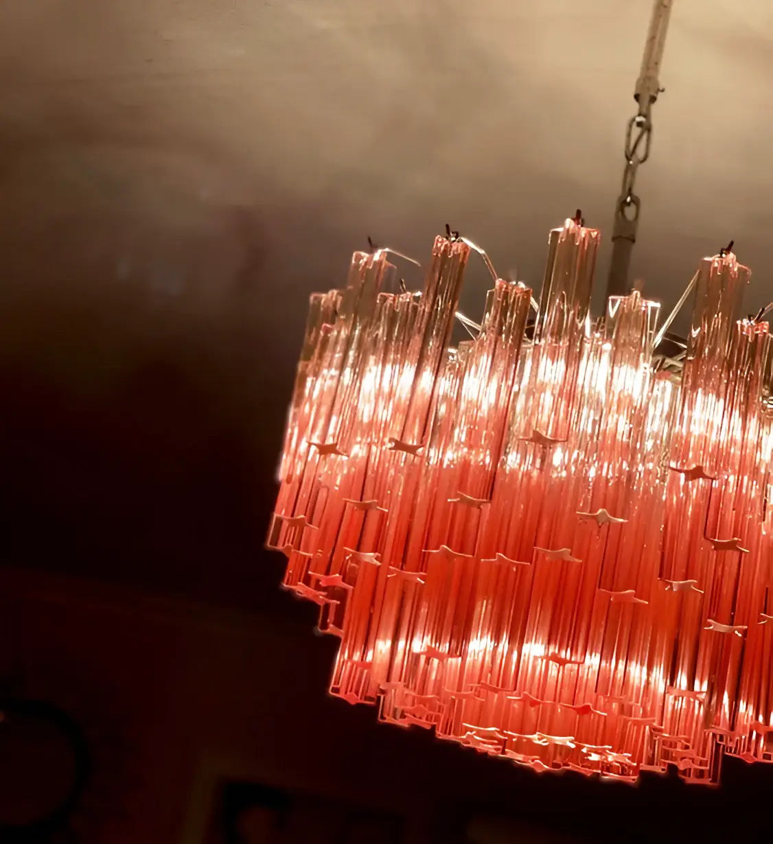 Gorgeous Murano Quadriedri Prisms Pink Chandelier - Nuvé