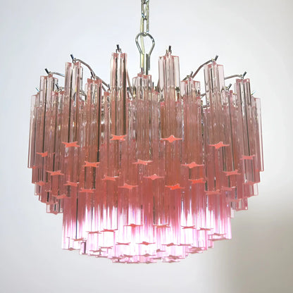 Gorgeous Murano Quadriedri Prisms Pink Chandelier - Nuvé