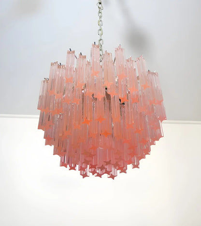 Gorgeous Murano Quadriedri Prisms Pink Chandelier - Nuvé