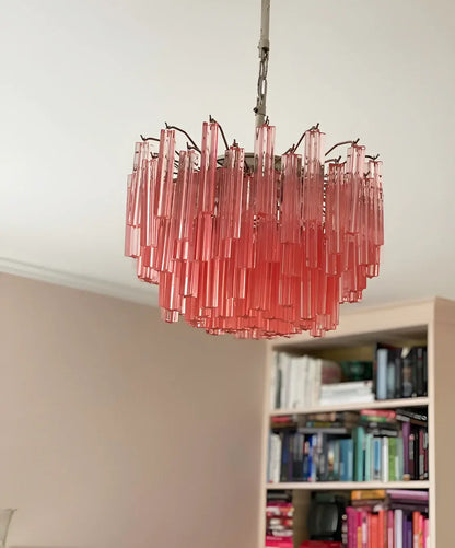 Gorgeous Murano Quadriedri Prisms Pink Chandelier - Nuvé