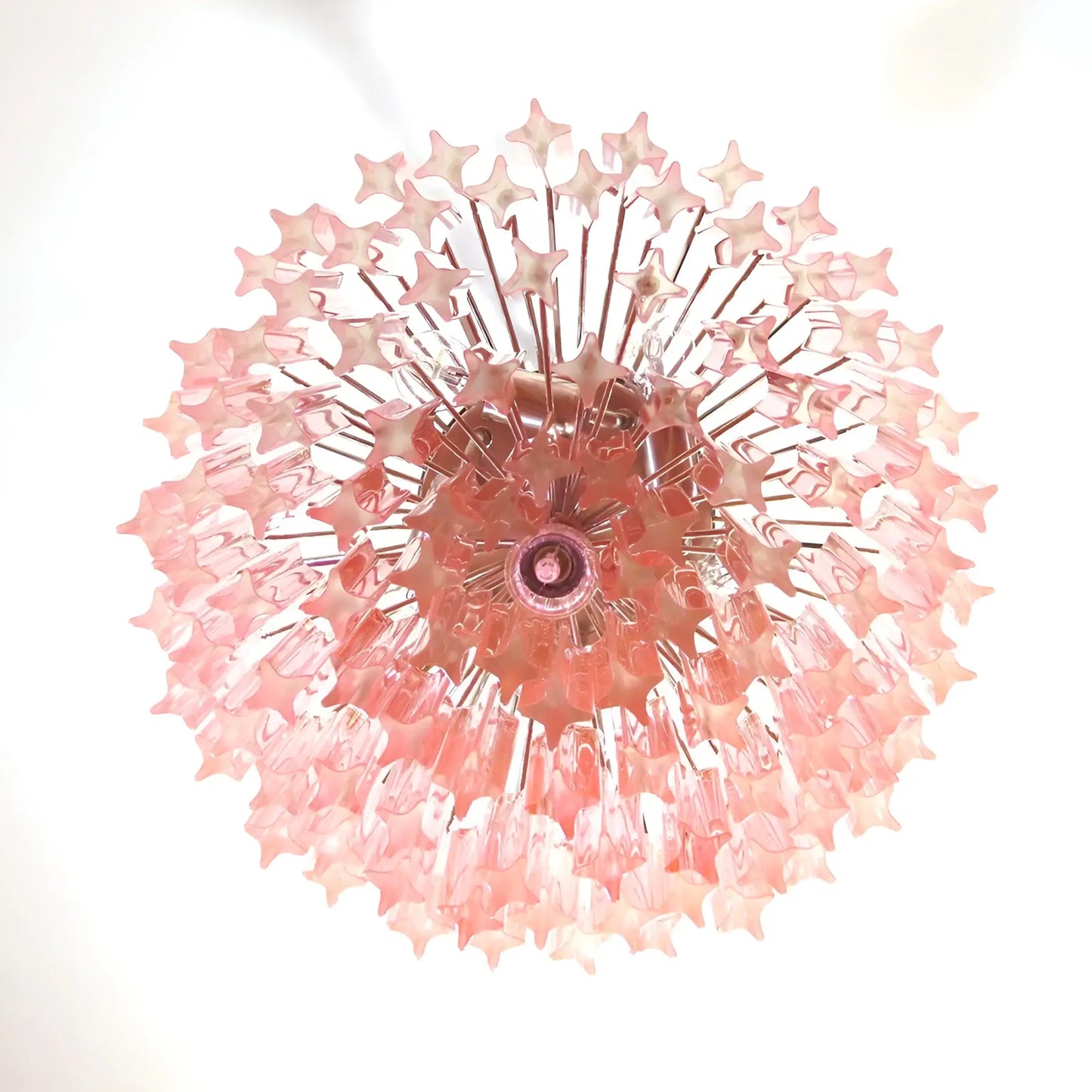 Gorgeous Murano Quadriedri Prisms Pink Chandelier - Nuvé
