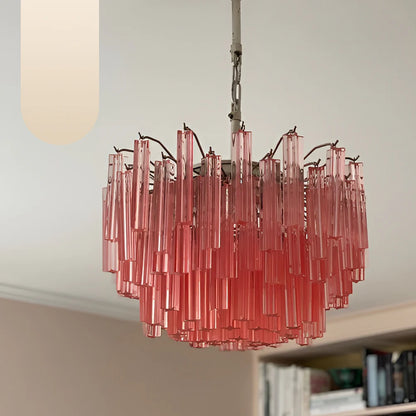 Gorgeous Murano Quadriedri Prisms Pink Chandelier - Nuvé